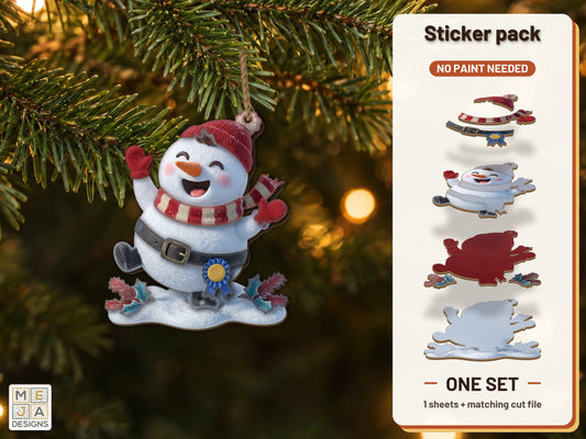Wobbles Dancing Snowman Ornament sticker pack: the printed sticker pack