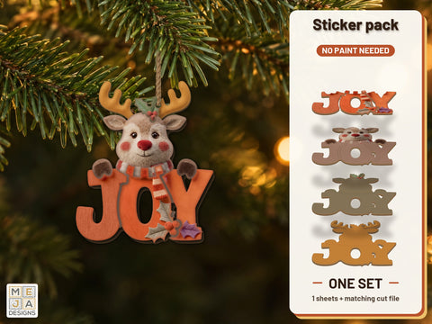 Reindeer JOY Ornament Sticker Pack