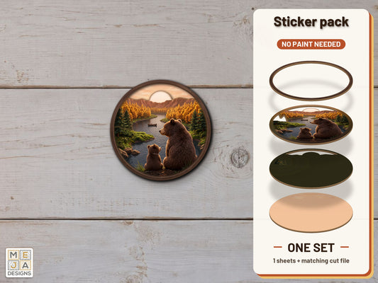 Momma Bear and Cub sticker pack: the printed sticker pack
