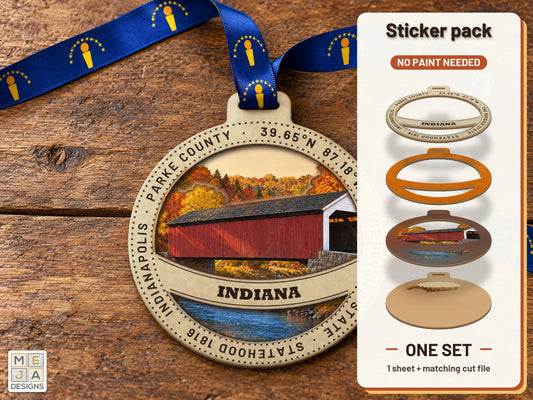 Indiana State Ornament sticker pack: the printed sticker pack