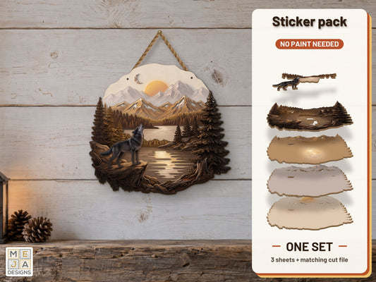 Howling Wolf Mountain Lake sticker pack: the printed sticker pack