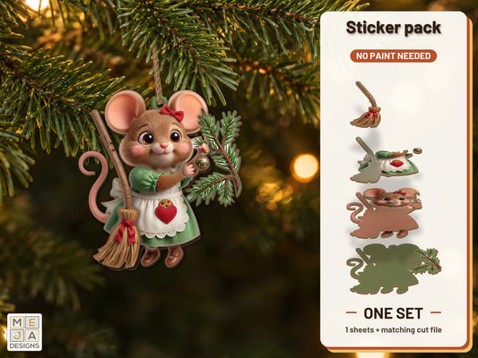 Kitchen Mouse Ornament sticker pack: the printed sticker pack