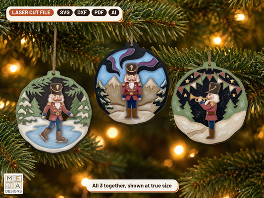 Winter Wonderland Nutcracker Ornament Set laser cut file: all the designs together