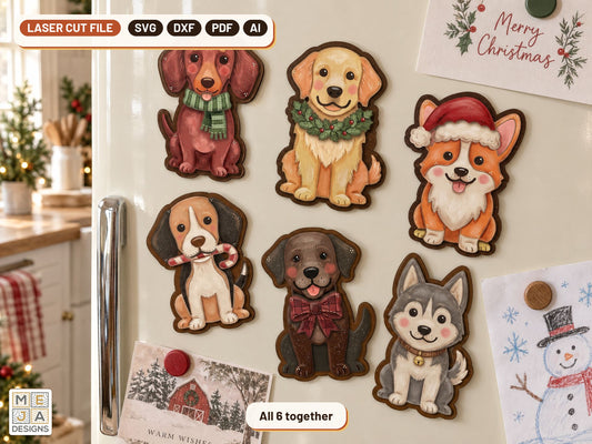 Christmas Magnet Set laser cut file: all the designs together