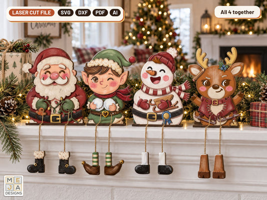 Classic Christmas Shelf Sitter Set laser cut file: all the designs together