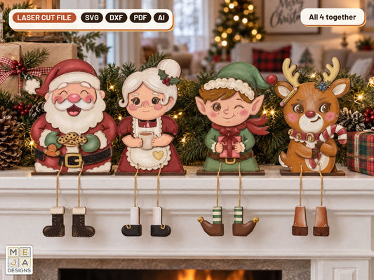Classic Christmas Shelf Sitter Set laser cut file: all the designs together