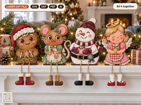 Classic Christmas Shelf Sitter Set laser cut file: all the designs together