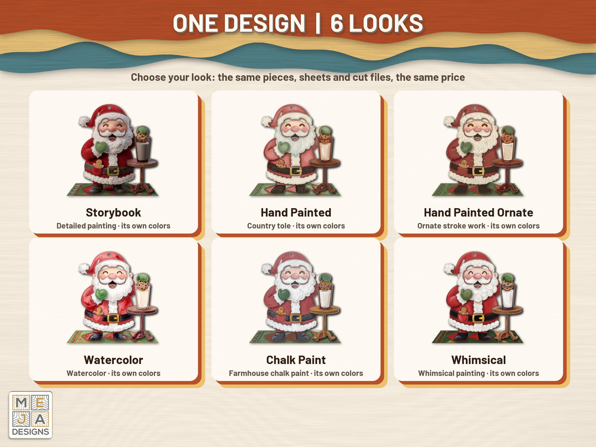 Santa Milk and Cookie Ornament sticker pack: every look the sticker pack comes in, side by side