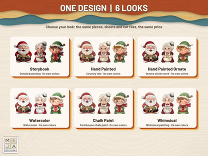 Classic Christmas Shelf Sitter Set sticker pack: every look the sticker pack comes in, side by side