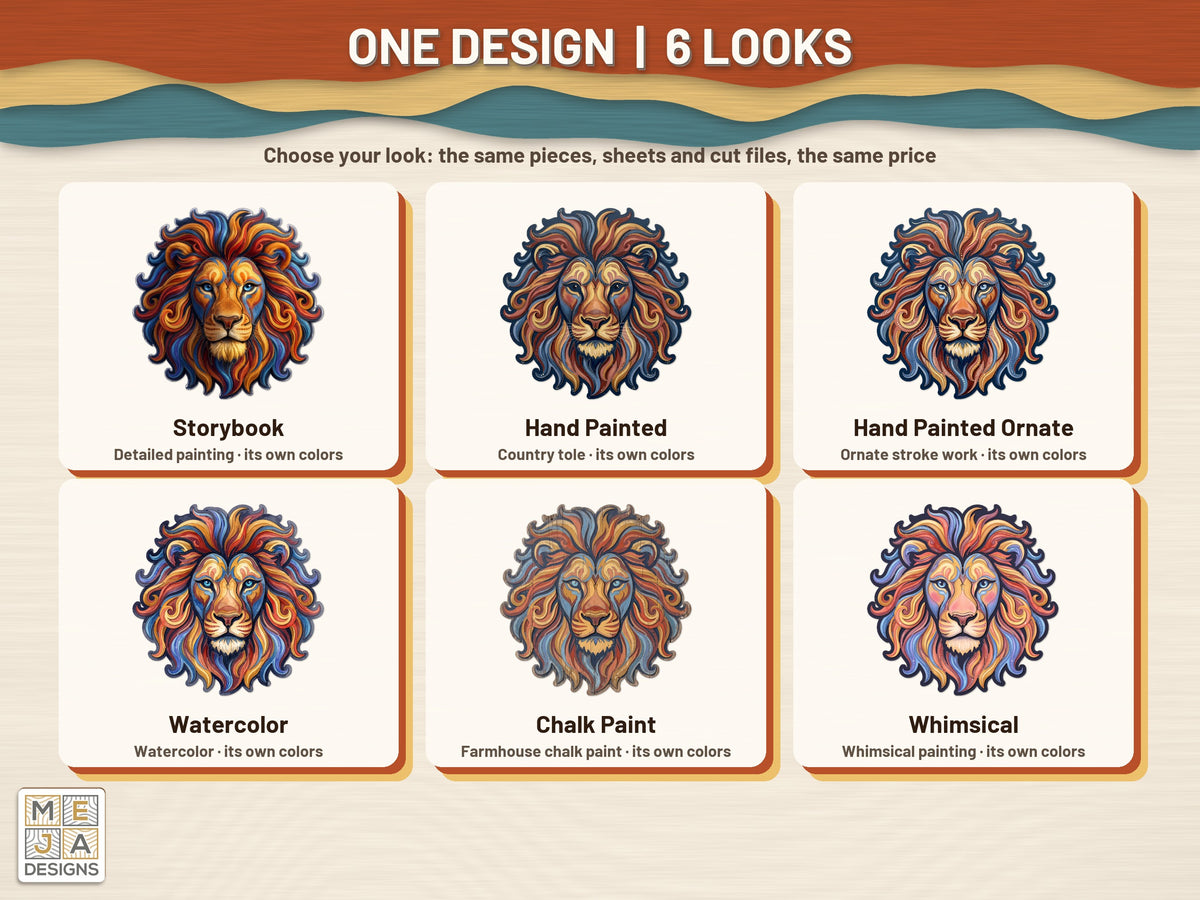 Swirl Lion Head Sign sticker pack: every look the sticker pack comes in, side by side