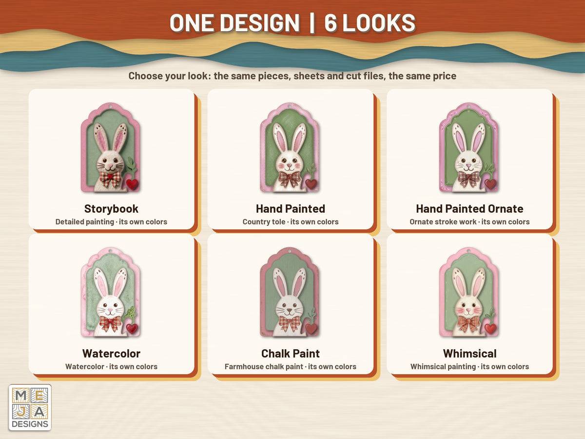 Easter Bunny Gift Tag sticker pack: every look the sticker pack comes in, side by side