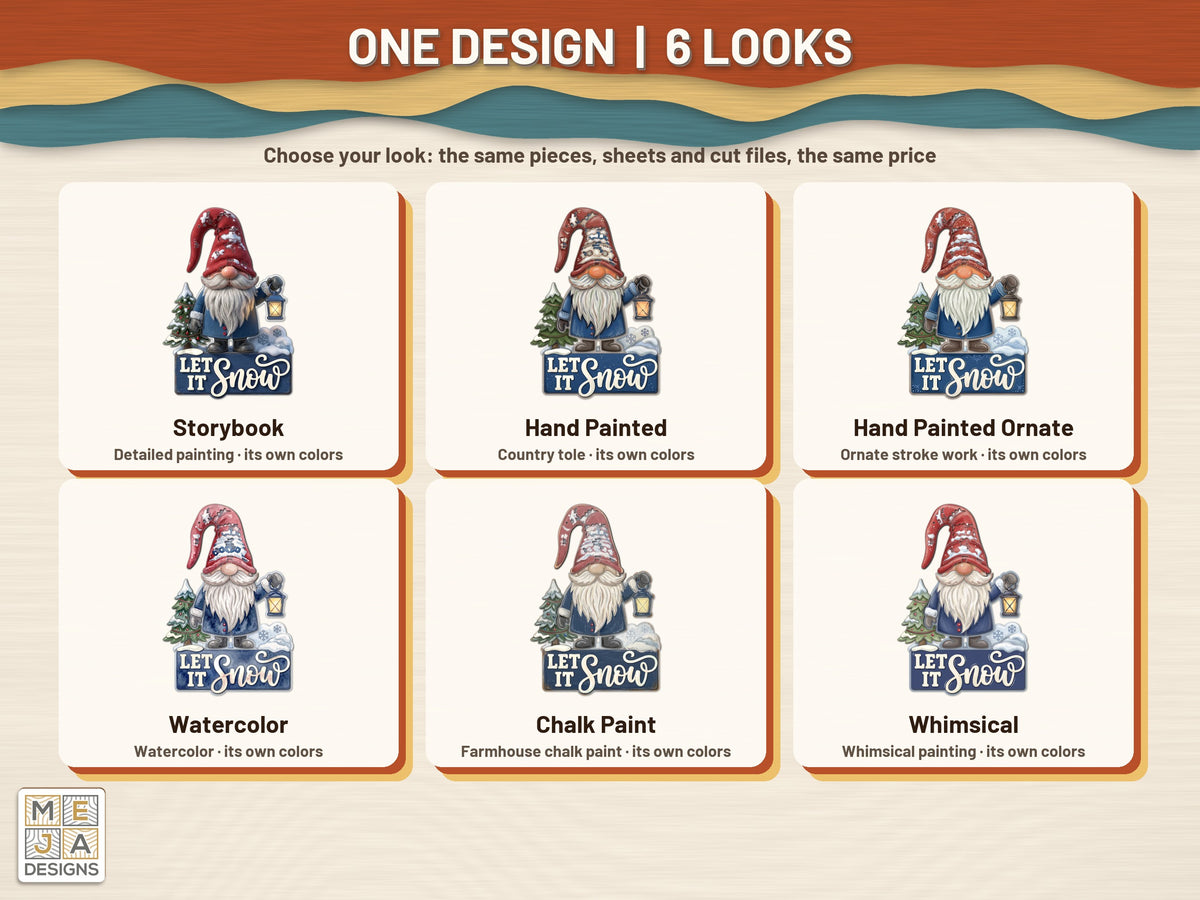 Let It Snow Gnome sticker pack: every look the sticker pack comes in, side by side