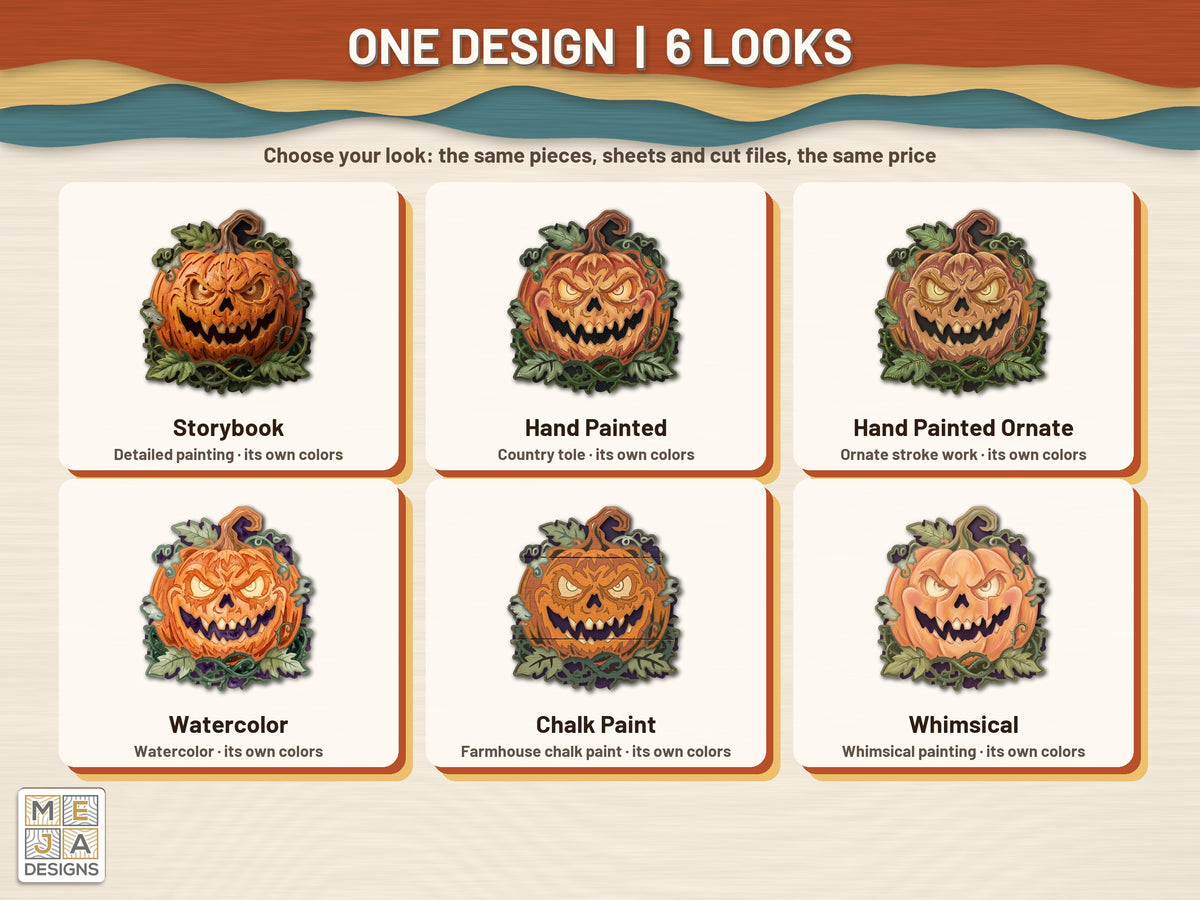 Vine Wreath Jack-O'-Lantern Magnet sticker pack: every look the sticker pack comes in, side by side