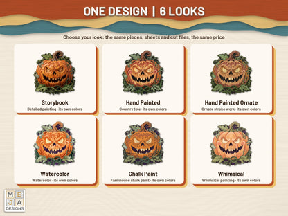 Vine Wreath Jack-O'-Lantern Magnet sticker pack: every look the sticker pack comes in, side by side