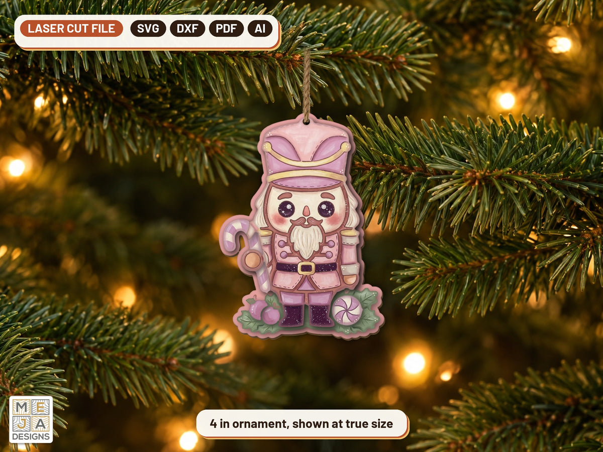Sugar Plum Nutcracker Ornament laser cut file: the finished piece in a room