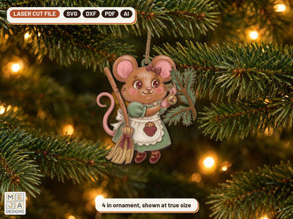 Kitchen Mouse Ornament laser cut file: the finished piece in a room