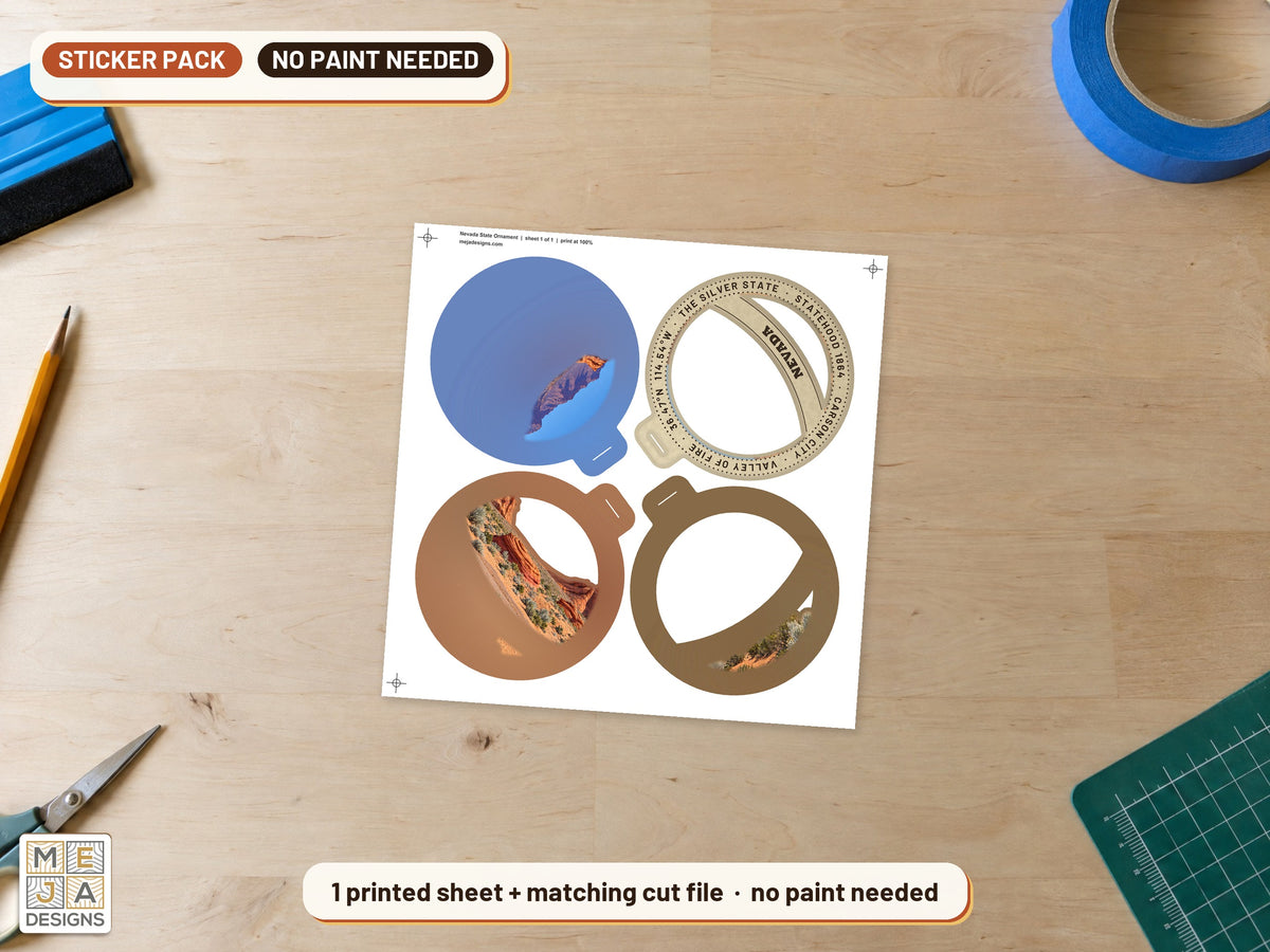 Nevada State Ornament sticker pack: sticker sheets