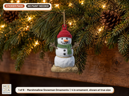 Marshmallow Snowman Ornament Set sticker pack: design 1 of the bundle