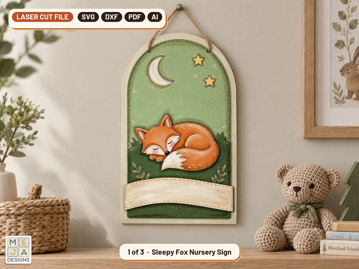 Woodland Animal Sign Set laser cut file: design 1 of the bundle
