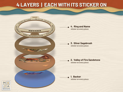 Nevada State Ornament sticker pack: its layers with the stickers on