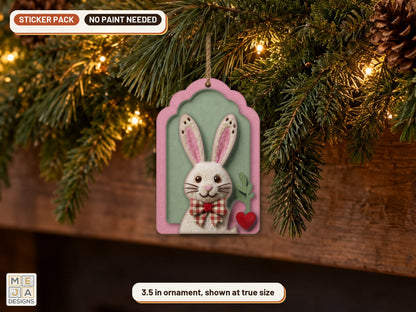 Easter Bunny Gift Tag sticker pack: the piece colored with the stickers, in a room