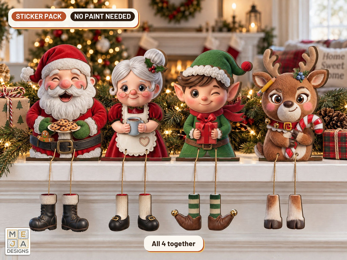Classic Christmas Shelf Sitter Set sticker pack: all the designs together