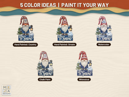 Let It Snow Gnome laser cut file: color ideas for painting it