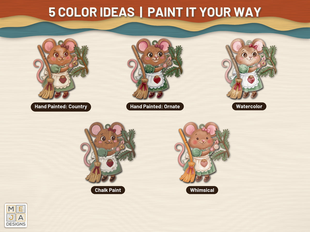 Kitchen Mouse Ornament laser cut file: color ideas for painting it