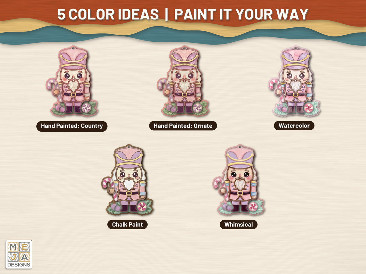 Sugar Plum Nutcracker Ornament laser cut file: color ideas for painting it