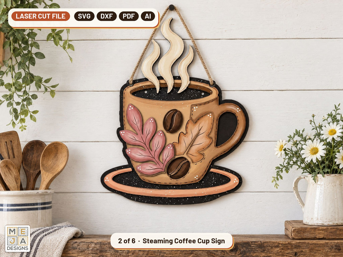 Coffee Lover's Layered Sign Set laser cut file: design 2 of the bundle