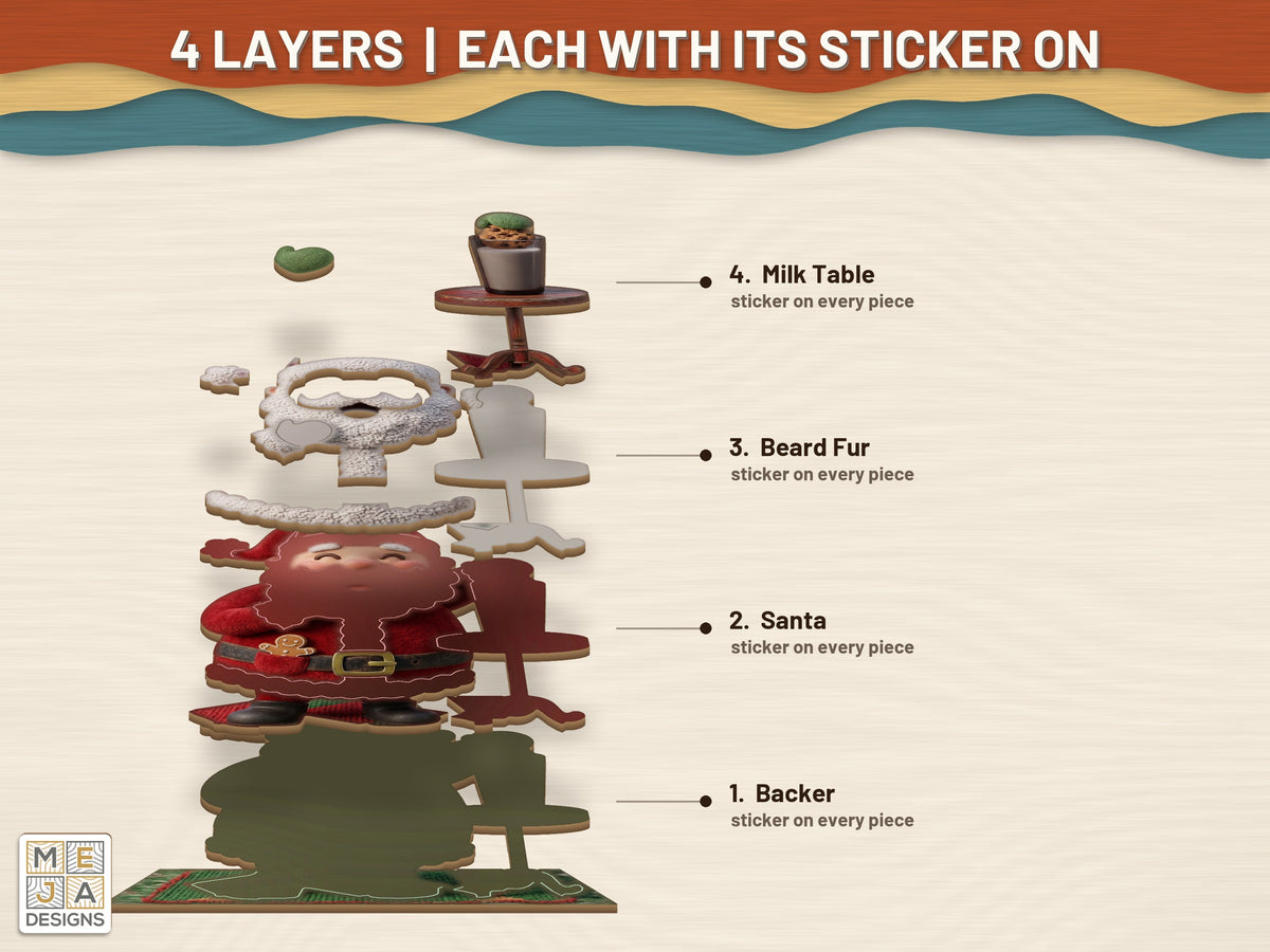 Santa Milk and Cookie Ornament sticker pack: its layers with the stickers on