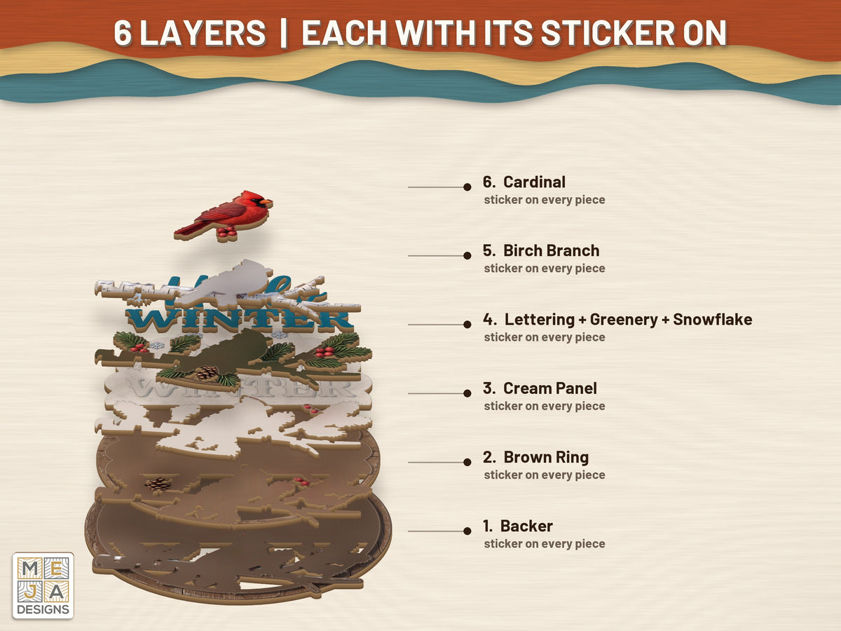 Hello Winter Cardinal Sign sticker pack: its layers with the stickers on