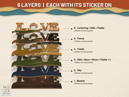 Rustic Barn LOVE Sign sticker pack: its layers with the stickers on