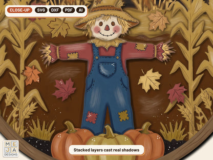 Rustic Cornfield Scarecrow Sign laser cut file: a close-up of its layers
