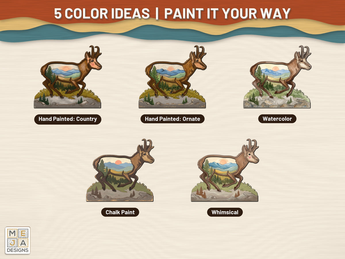 Pronghorn Prairie Window Sitter laser cut file: color ideas for painting it