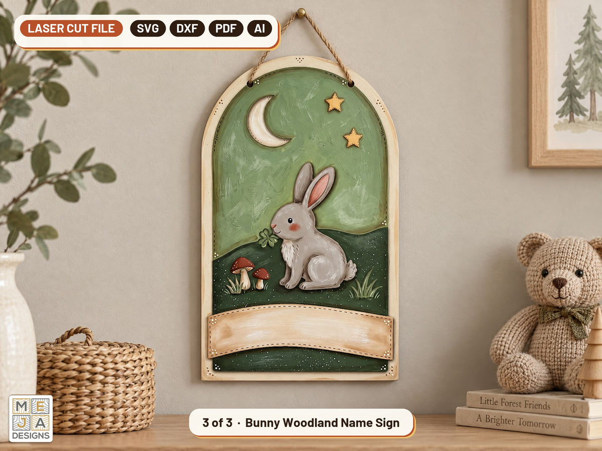 Woodland Animal Sign Set laser cut file: design 3 of the bundle