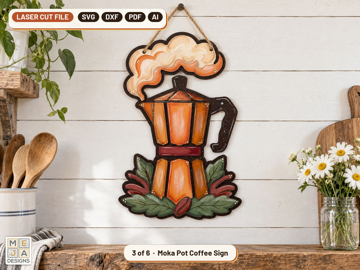 Coffee Lover's Layered Sign Set laser cut file: design 3 of the bundle