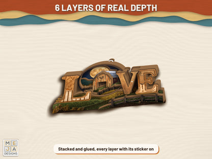Rustic Barn LOVE Sign sticker pack: the finished piece, colored with the stickers