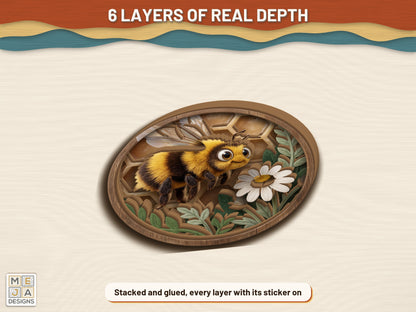 Honeycomb Bee Hanger sticker pack: the finished piece, colored with the stickers