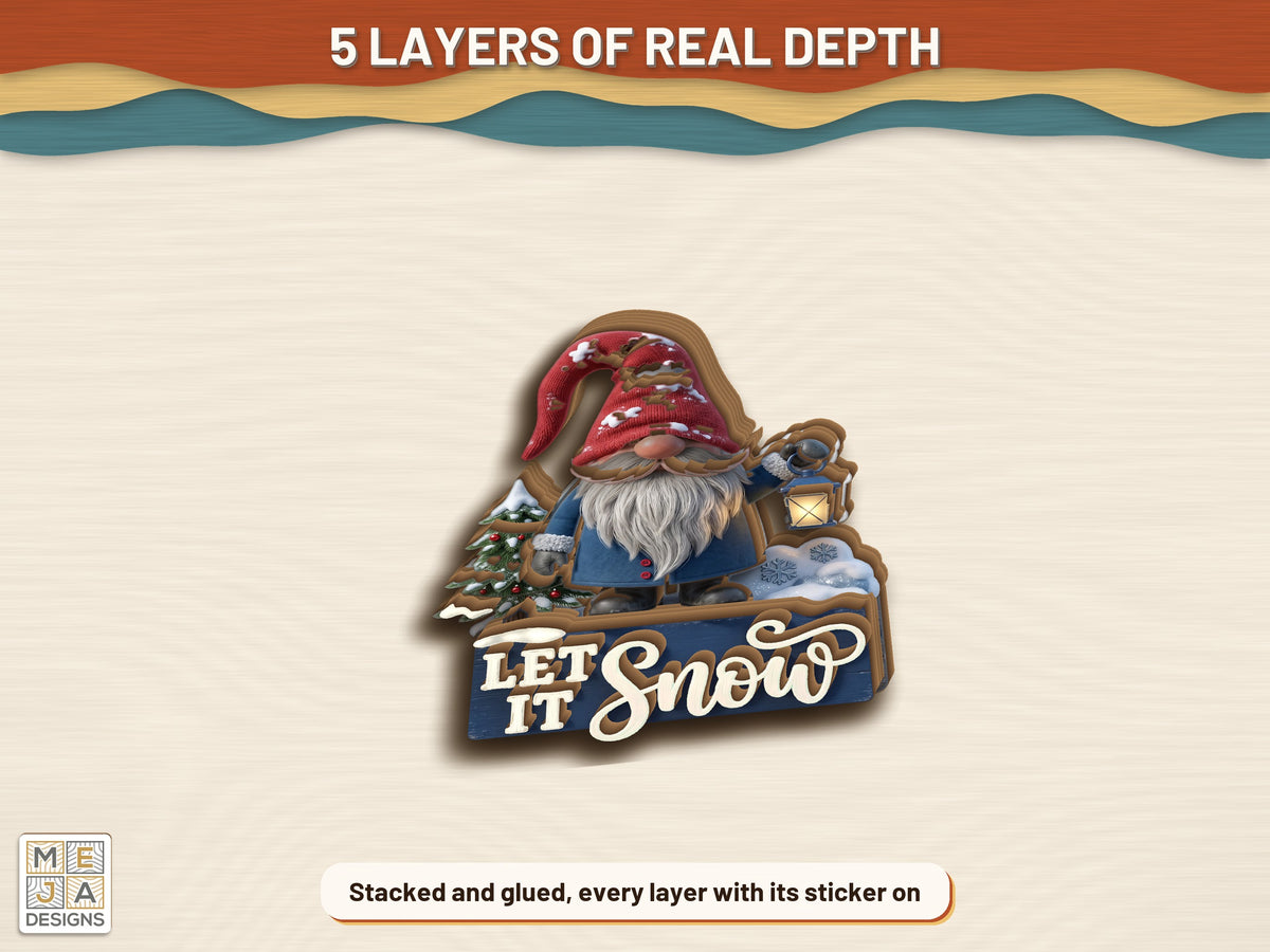 Let It Snow Gnome sticker pack: the finished piece, colored with the stickers
