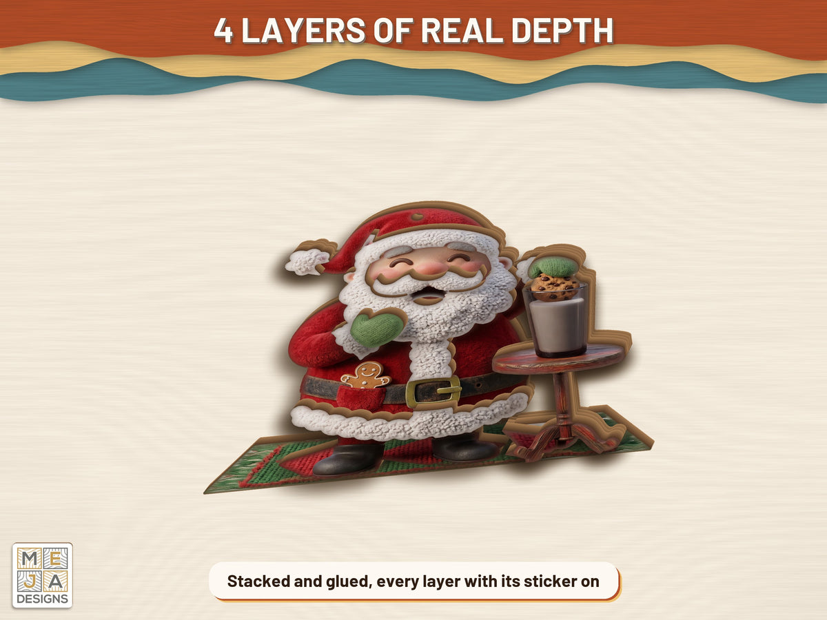 Santa Milk and Cookie Ornament sticker pack: the finished piece, colored with the stickers