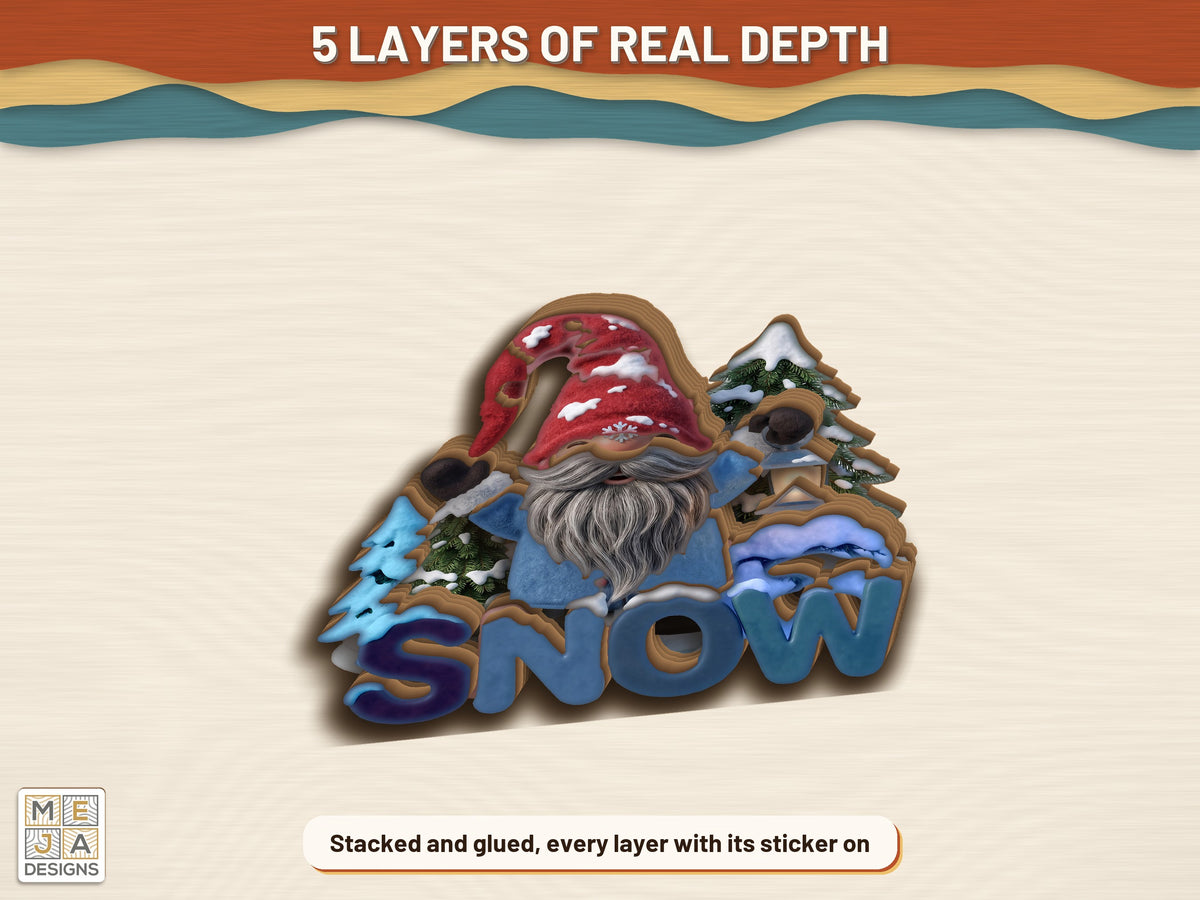 Let It Snow Gnome Ornament sticker pack: the finished piece, colored with the stickers