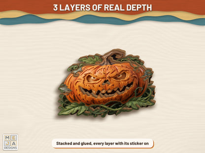 Vine Wreath Jack-O'-Lantern Magnet sticker pack: the finished piece, colored with the stickers