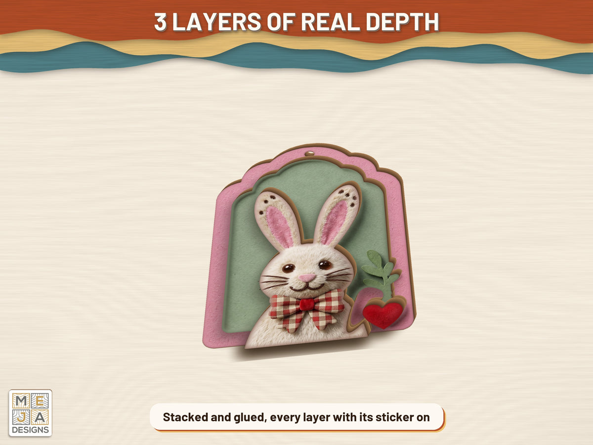 Easter Bunny Gift Tag sticker pack: the finished piece, colored with the stickers