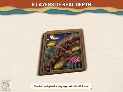 Gila Monster Desert Bloom sticker pack: the finished piece, colored with the stickers
