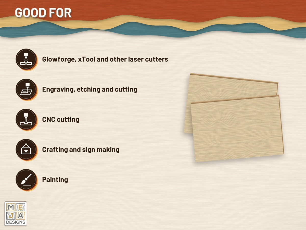 Baltic Birch Plywood Sheets 8 x 12 in, 1/8 in (3 mm): good for