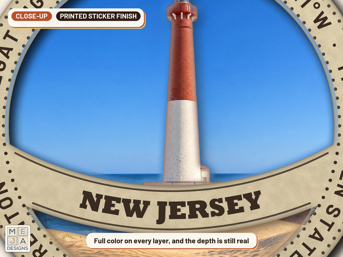 New Jersey State Ornament sticker pack: a close-up of the stickered layers