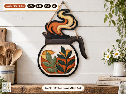 Coffee Lover's Layered Sign Set laser cut file: design 4 of the bundle