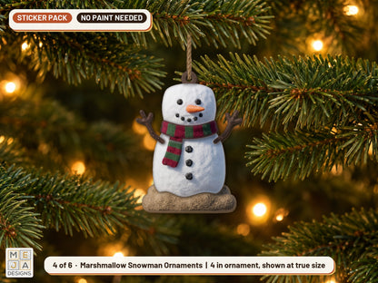 Marshmallow Snowman Ornament Set sticker pack: design 4 of the bundle
