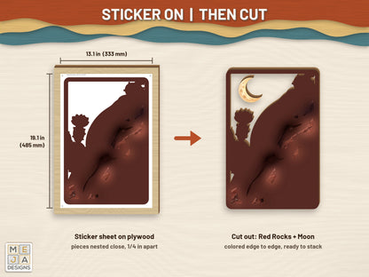 Gila Monster Desert Bloom sticker pack: a sticker sheet on the wood, then cut on the laser
